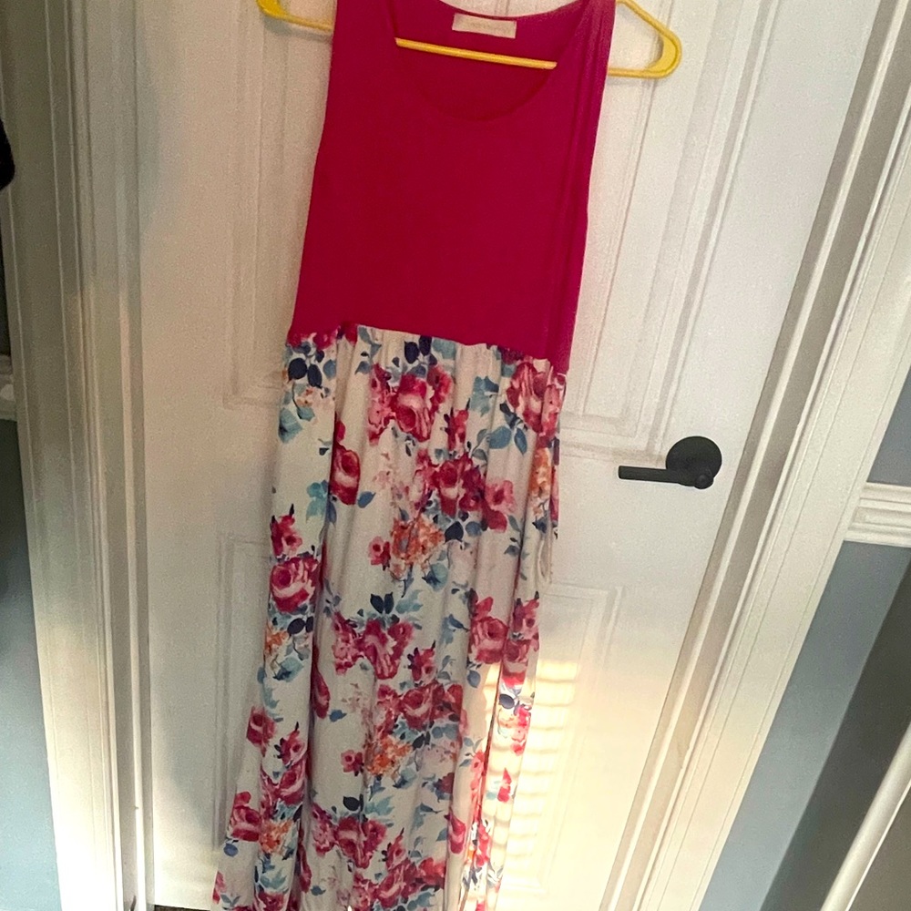 Floral Pink Maxi Dress with Pockets *New